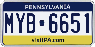 PA license plate MYB6651