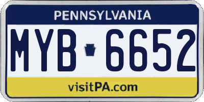PA license plate MYB6652