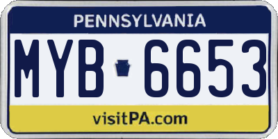 PA license plate MYB6653