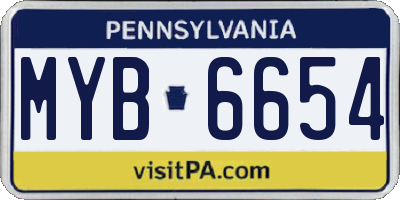 PA license plate MYB6654