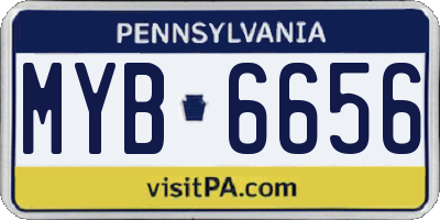 PA license plate MYB6656