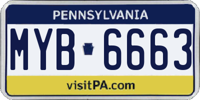 PA license plate MYB6663