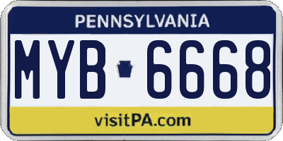 PA license plate MYB6668