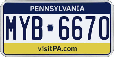 PA license plate MYB6670