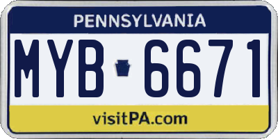 PA license plate MYB6671