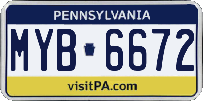PA license plate MYB6672