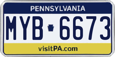 PA license plate MYB6673