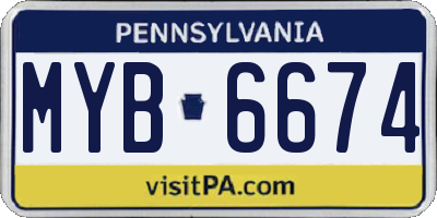 PA license plate MYB6674