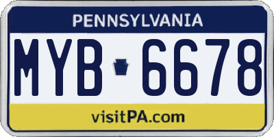 PA license plate MYB6678
