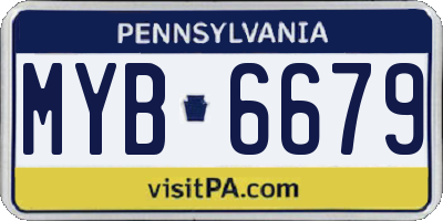 PA license plate MYB6679