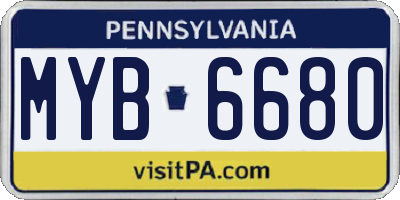 PA license plate MYB6680