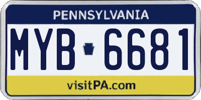 PA license plate MYB6681