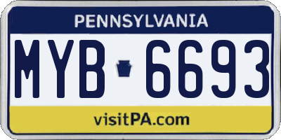 PA license plate MYB6693