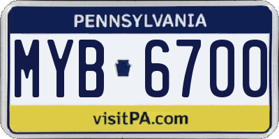 PA license plate MYB6700