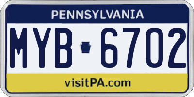 PA license plate MYB6702