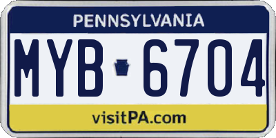 PA license plate MYB6704