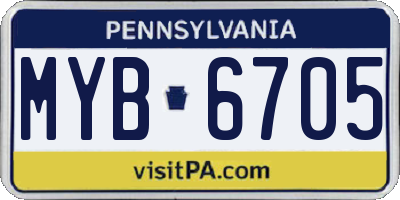 PA license plate MYB6705