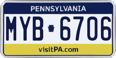 PA license plate MYB6706