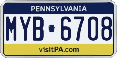 PA license plate MYB6708
