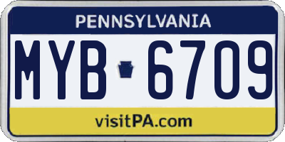 PA license plate MYB6709