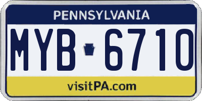 PA license plate MYB6710