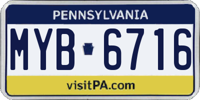 PA license plate MYB6716