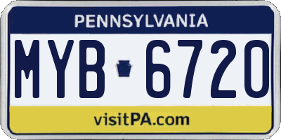 PA license plate MYB6720