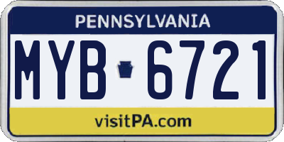 PA license plate MYB6721