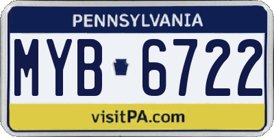PA license plate MYB6722