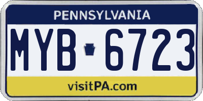 PA license plate MYB6723
