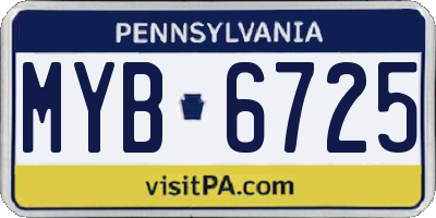 PA license plate MYB6725