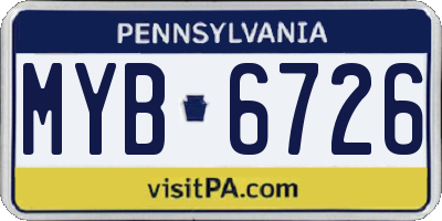 PA license plate MYB6726