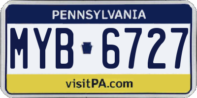 PA license plate MYB6727