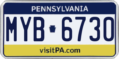 PA license plate MYB6730