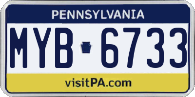 PA license plate MYB6733