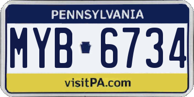 PA license plate MYB6734