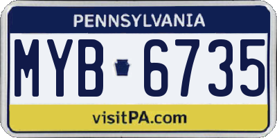 PA license plate MYB6735