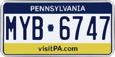 PA license plate MYB6747