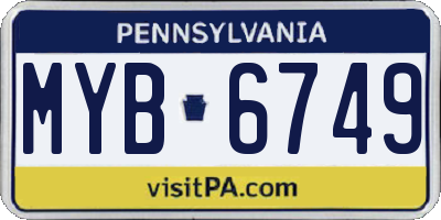 PA license plate MYB6749