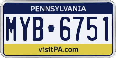 PA license plate MYB6751