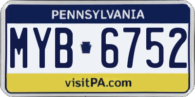 PA license plate MYB6752