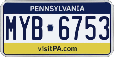PA license plate MYB6753