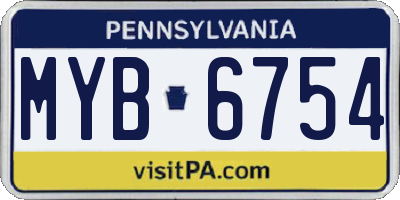 PA license plate MYB6754