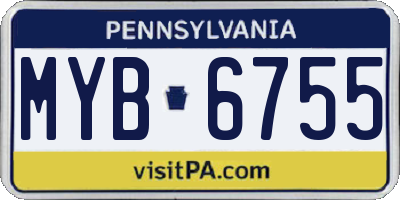 PA license plate MYB6755