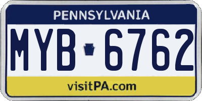 PA license plate MYB6762