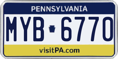 PA license plate MYB6770