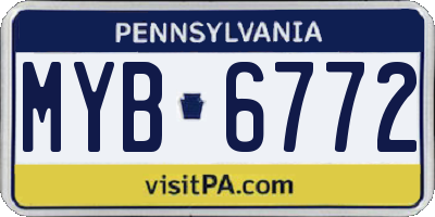 PA license plate MYB6772