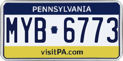 PA license plate MYB6773