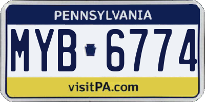 PA license plate MYB6774
