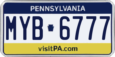 PA license plate MYB6777